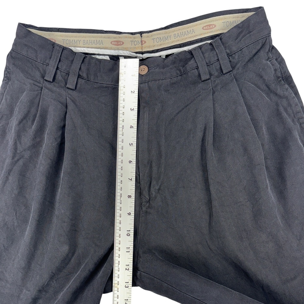 Tommy Bahama Silk Trousers Mens 33 Black Excellent Pleated Cropped Relaxed Pants - Picture 10 of 12